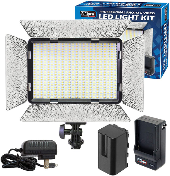 Vidpro LED-530 Professional 528 LED On-Camera Photo and Video Light Kit
